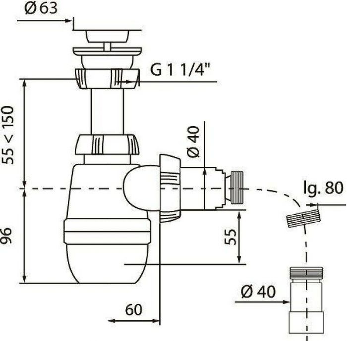 Тумба с раковиной DIWO Сочи 60 подвесная цвет Антрацит