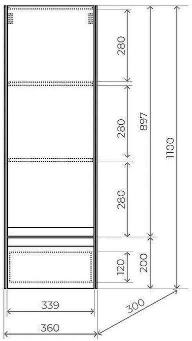 Шкаф пенал Style Line Лима 36 ЛС-00002347 подвесной цвет Графит