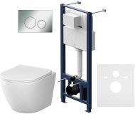 Комплект унитаза с инсталляцией AM.PM Like IS49051.801900 с сиденьем Микролифт и клавишей смыва Хром глянцевый