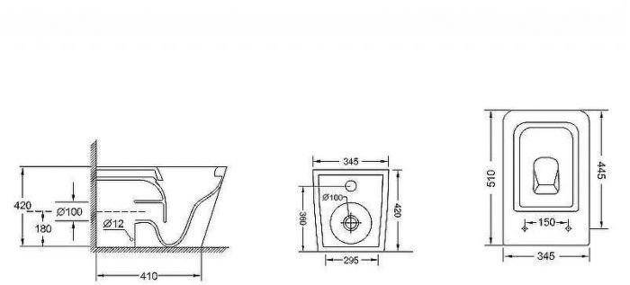 Унитаз Abber Rechteck AC1211 приставной с сиденьем Микролифт