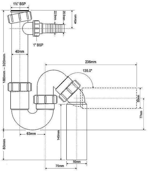 Сифон для раковины McAlpine MRSK4 цвет Белый