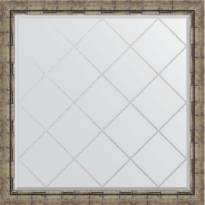 Зеркало Evoform Exclusive-G 103х103 BY 4437 с гравировкой в багетной раме - Серебряный бамбук 73