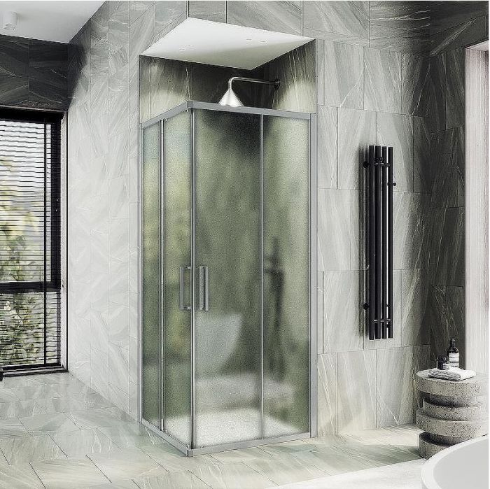 Душевой уголок Maybah Glass MGY-1327-5 900x900x1950 раздвижной профиль Хром матовый стекло сатиновое