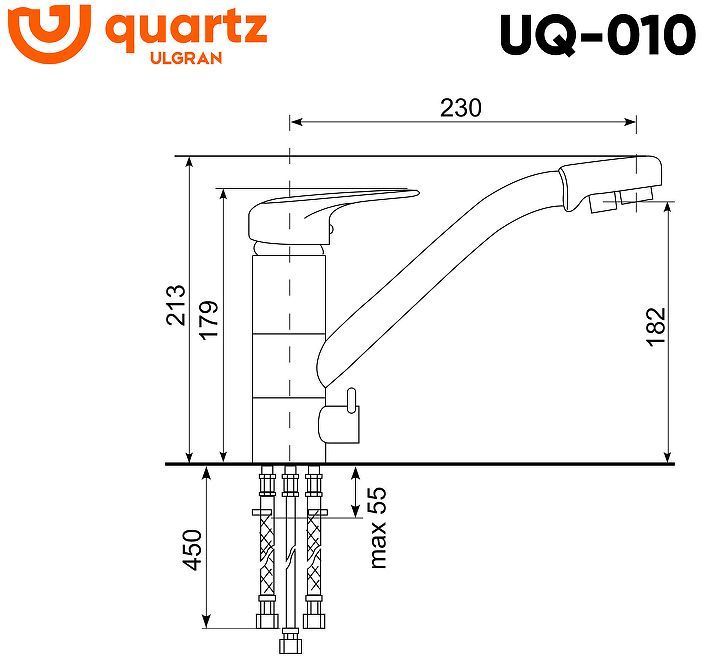 Смеситель для кухни Ulgran Quartz UQ-010-09 цвет Асфальт Смеситель для кухни Ulgran Quartz UQ-010-09 цвет Асфальт