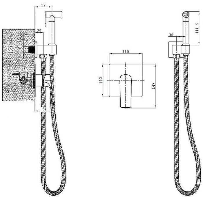 Гигиенический душ со смесителем Splenka S30.53 Хром