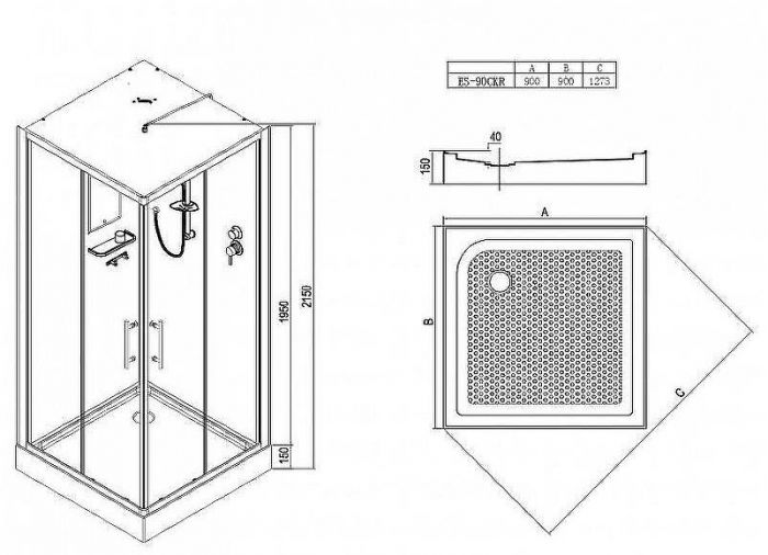 Душевая кабина Esbano ES-90CKR 90x90 ESKB90CKR без гидромассажа