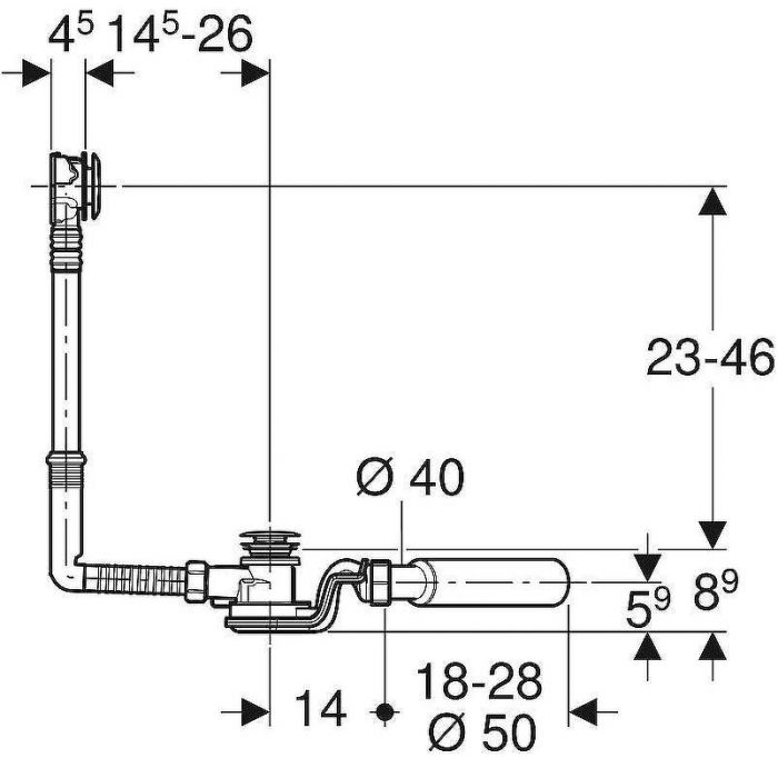 Слив-перелив Geberit 150.755.21.6 (150.758.21.1) Хром