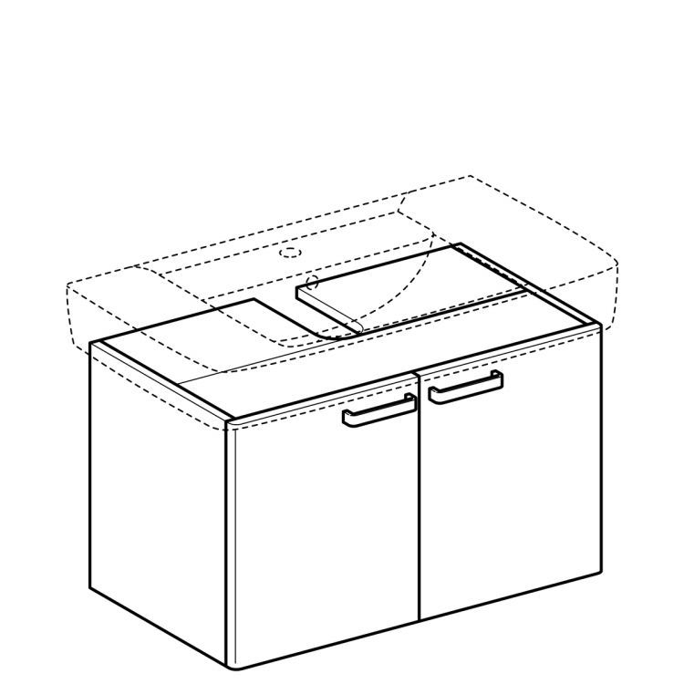 Тумба под раковину Geberit Renova Plan 780 мм, с двумя дверцами, белый [879080000]