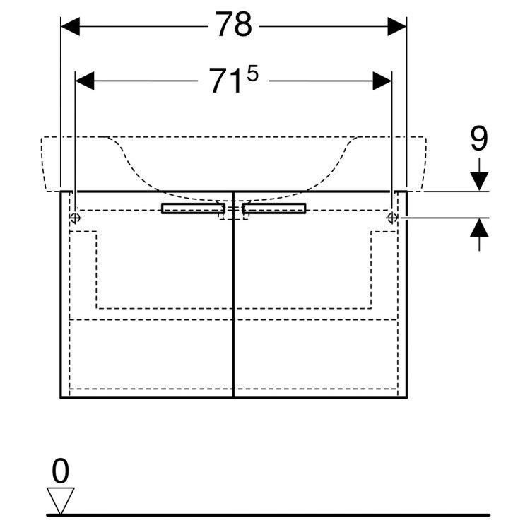 Тумба под раковину Geberit Renova Plan 780 мм, с двумя дверцами, белый [879080000]