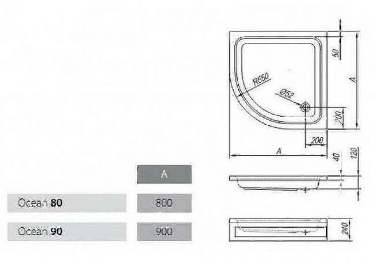 Акриловый поддон для душа Kolpa San Ocean 90х90 563060 Белый Акриловый поддон для душа Kolpa San Ocean 90х90 563060 Белый