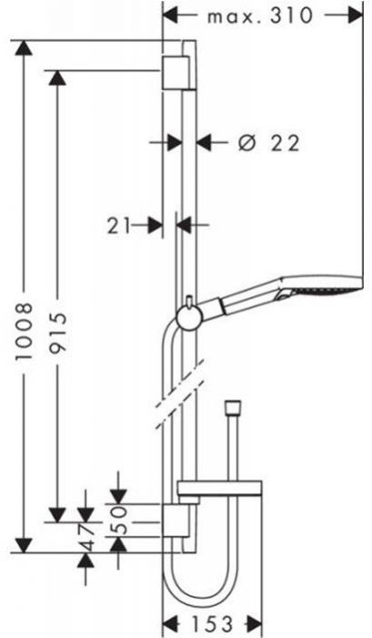 Hansgrohe Raindance Sel.S 120 3j PowderR./U'S Душевой гарнитур, с ручным душем и мыльницей, 100,8см, цвет: хром