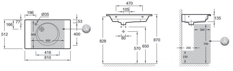 Раковина-столешница Jacob Delafon Odeon Rive Gauche EXAW112-00, 80x51 см Раковина-столешница Jacob Delafon Odeon Rive Gauche EXAW112-00, 80x51 см