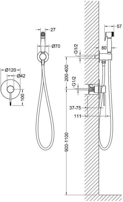 Гигиенический душ со смесителем Timo Saona 2389/19SM цвет Розовое золото