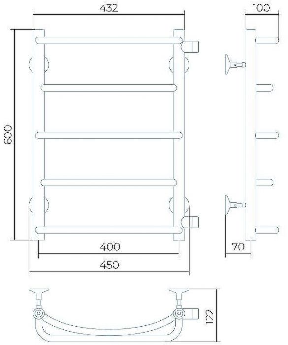 Водяной полотенцесушитель Larusso Евромикс БП П5 400x600 4670078534934 Хром