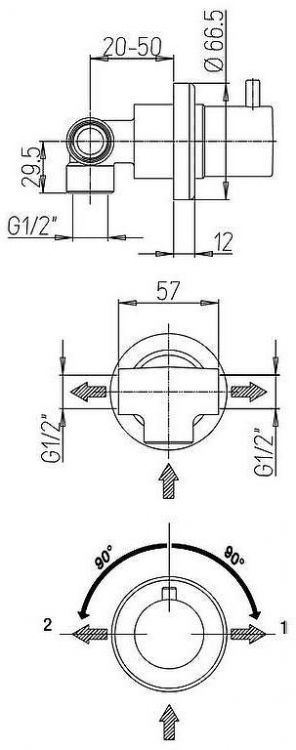 Переключатель потоков Paini Cox 78PZ425 Черный матовый Переключатель потоков Paini Cox 78PZ425 Черный матовый