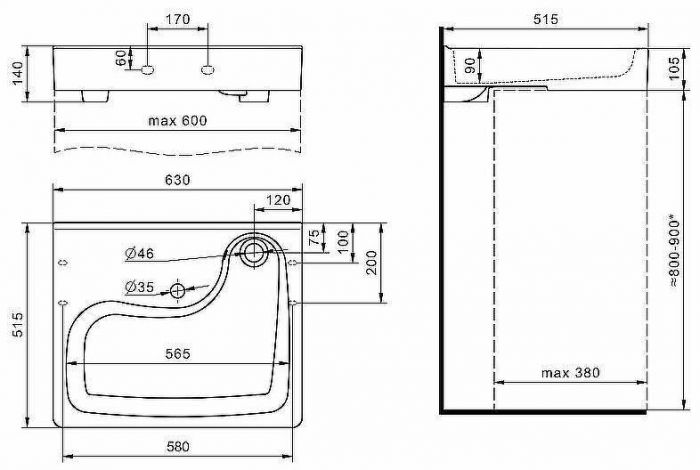 Раковина Santek Клио 50 1WH501770 на стиральную машину Белая