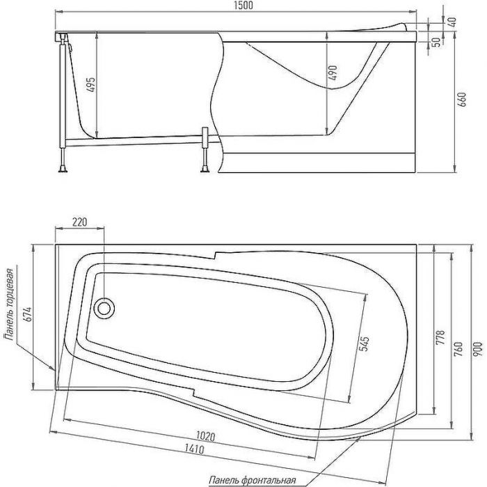 Акриловая ванна Timo Vino 150x90 R VINO1590R без гидромассажа