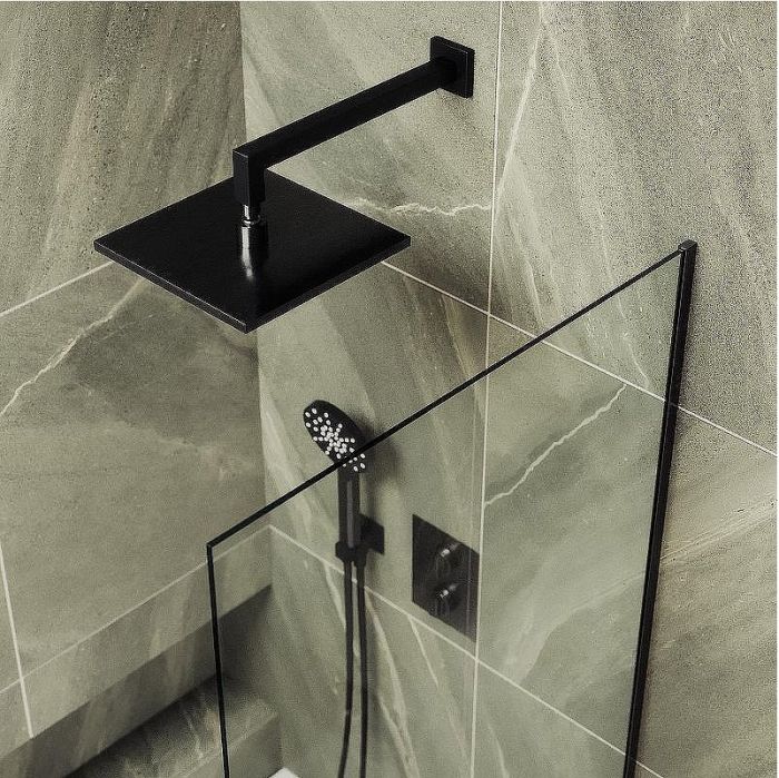 Шторка на ванну Maybah Glass MGV-59-6у 600x1400 в узком профиле Черный стекло прозрачное