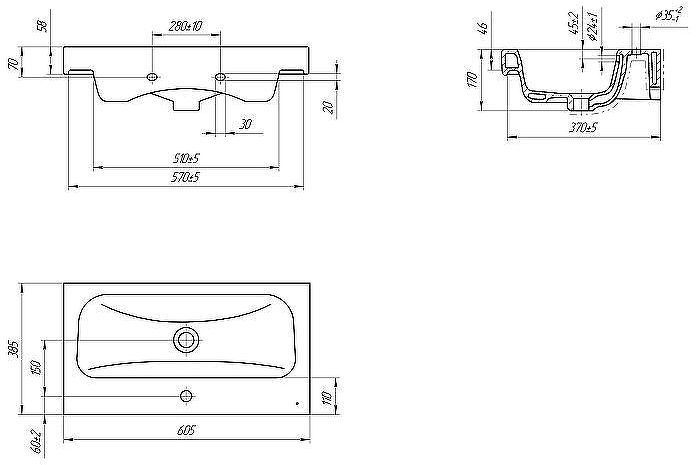 Раковина Jorno Cersanit Moduo Slim 60 P-UM-MOD6OSL/1 Белая