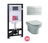 Унитаз c инсталляцией Jacob Delafon Elite клавиша хром E21742RU-00