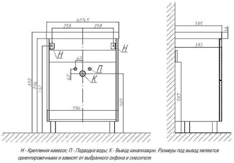 Тумба под раковину Velvex Edge 60 tn.EDG.9696.60.2Y Графит