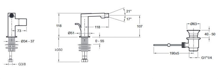 Смеситель для биде Jacob Delafon Composed E73075-TT, титан Смеситель для биде Jacob Delafon Composed E73075-TT, титан