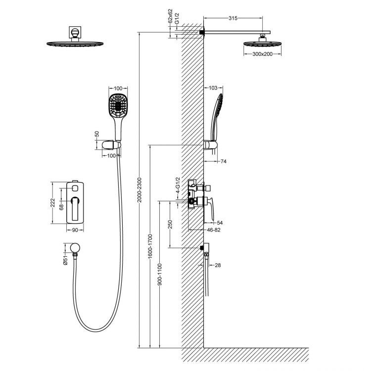 Душевая система встроенная Timo Helmi SX-4069/03SM черный Душевая система встроенная Timo Helmi SX-4069/03SM черный