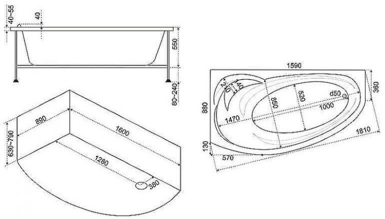 Акриловая ванна Bas Флорида 160x88 L В 00038 без гидромассажа