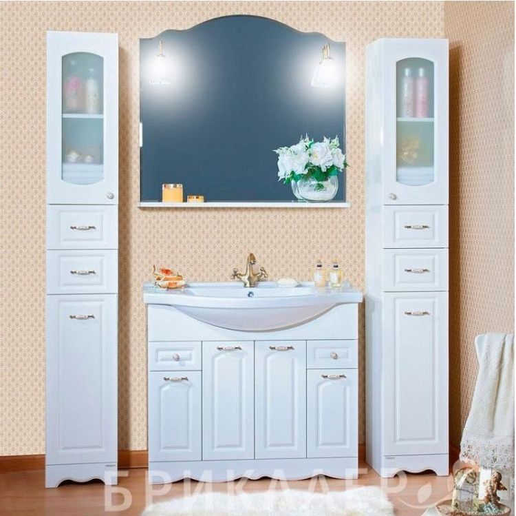 Зеркало Бриклаер Анна 100 4627125411342 с подсветкой Белое глянцевое