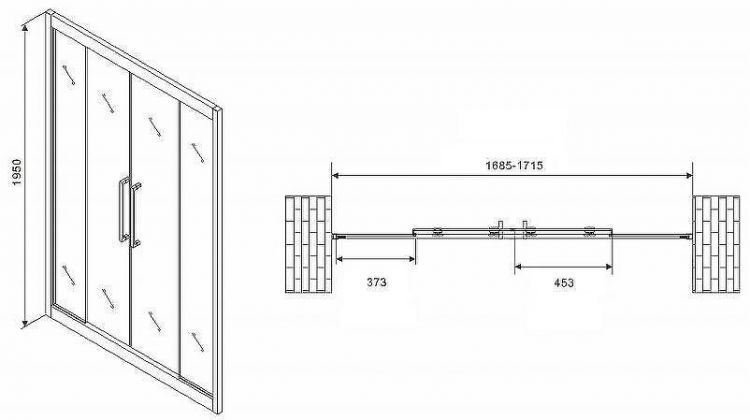 Душевая дверь Abber Schwarzer Diamant 170 AG33170BH профиль Черный стекло прозрачное