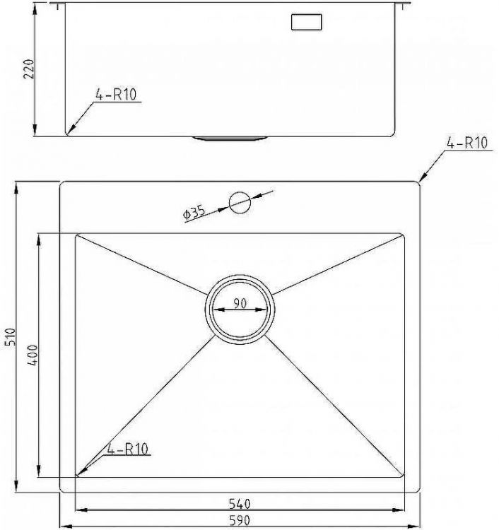 Кухонная мойка Milacio Denia 59 MC.77490 Нержавеющая сталь