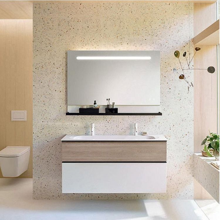 Тумба с раковиной Burgbad Fiumo 120 SFXO122F3956FOT45G0200C0001*2 подвесная Белая Бежевая