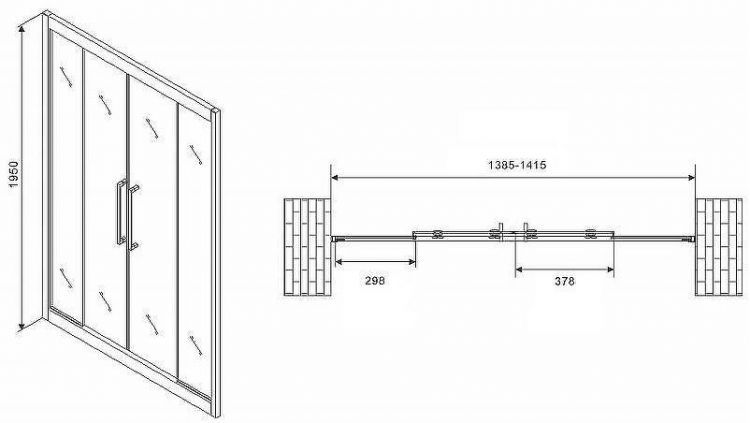 Душевая дверь Abber Schwarzer Diamant 140 AG33140BH профиль Черный стекло прозрачное Душевая дверь Abber Schwarzer Diamant 140 AG33140BH профиль Черный стекло прозрачное