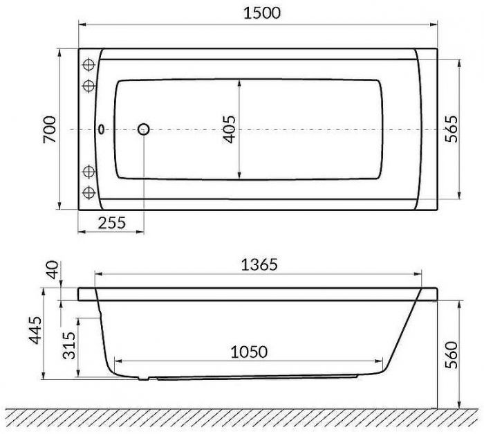 Акриловая ванна Excellent Aquaria 150x70 WAEX.AQU15.RELAX.GL с гидромассажем