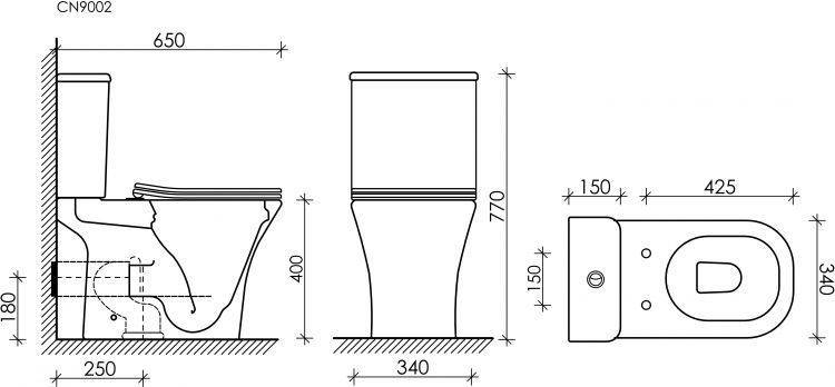 Унитаз CERAMICANOVA Alfa Rimless напольный с бачком CN9002 Унитаз CERAMICANOVA Alfa Rimless напольный с бачком CN9002