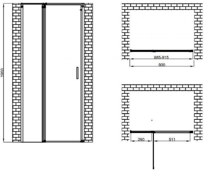 Душевая дверь Berges Legos LS-2 90 062023 профиль Хром стекло прозрачное