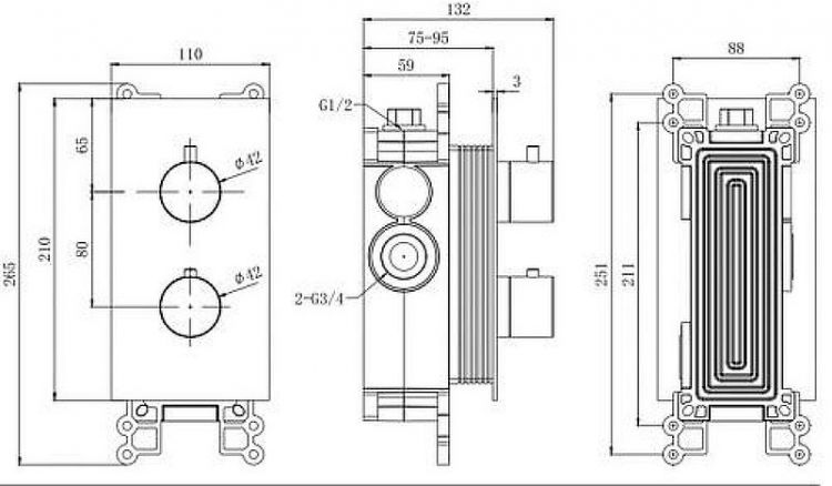 Смеситель для душа Splendy Passion PA204U2T2GM с термостатом цвет Золото матовое Смеситель для душа Splendy Passion PA204U2T2GM с термостатом цвет Золото матовое