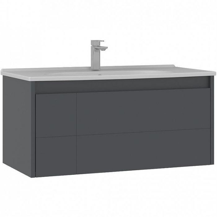 Тумба с раковиной Orka Likya 100 5002489 подвесная Антрацит матовый