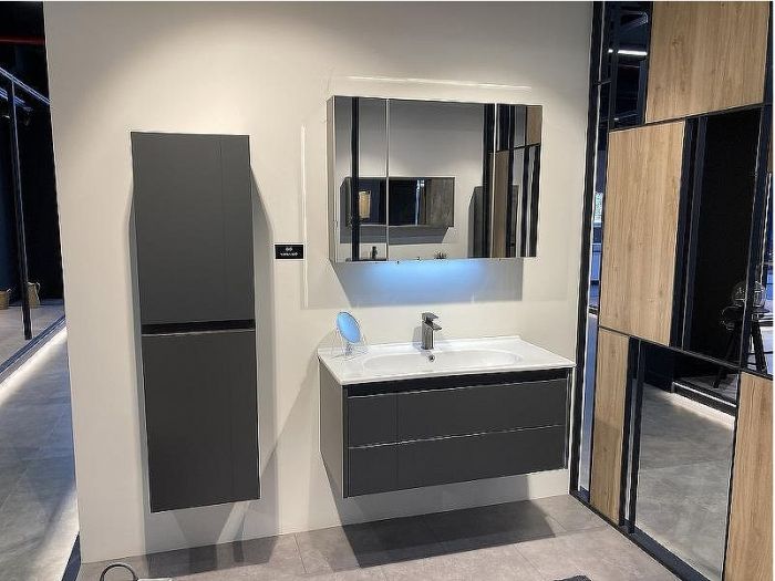 Тумба с раковиной Orka Likya 100 5002489 подвесная Антрацит матовый