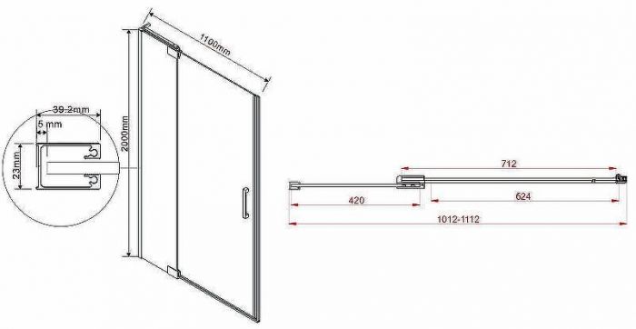 Душевая дверь Vincea Extra 110 VDP-1E1011CLGM профиль Вороненая сталь стекло прозрачное