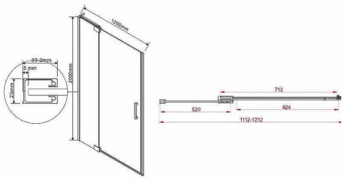 Душевая дверь Vincea Extra 120 VDP-1E1112CGB профиль Черный стекло тонированное