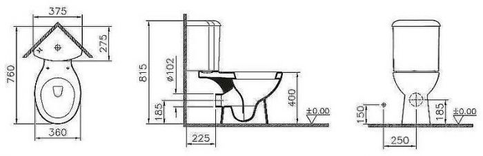 Унитаз компакт Vitra Arkitekt 9754B003-7200 угловой с бачком и сиденьем