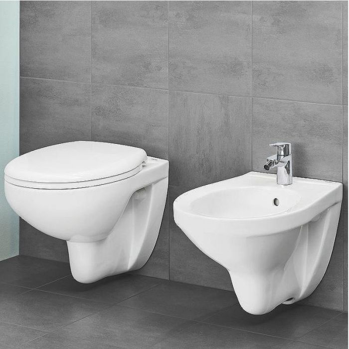 Комплект унитаза с инсталляцией Grohe Solido Compact 39586000 с сиденьем Микролифт и клавишей смыва Хром