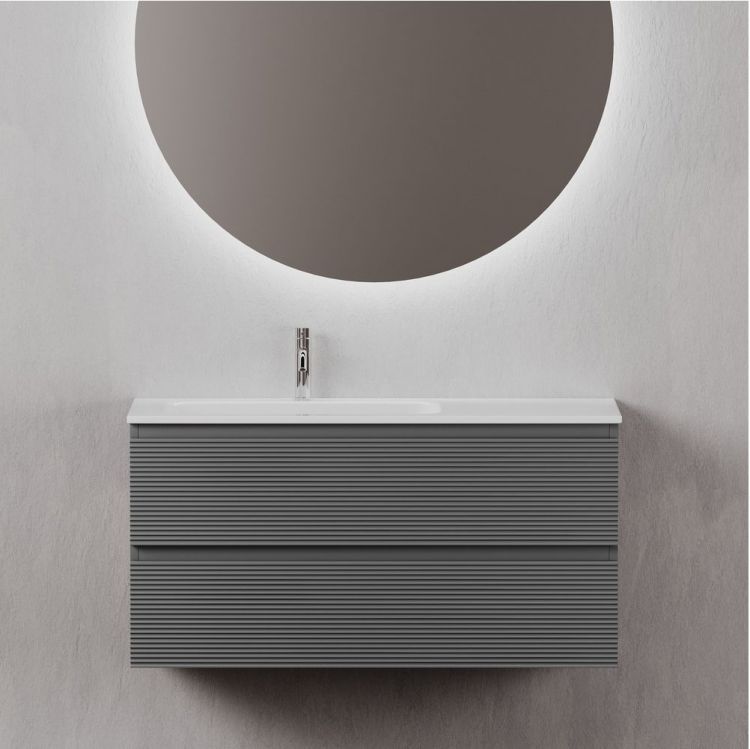 Тумба подвесная SANCOS под раковину левая Folk, Grey soft 995х445х500, FL100LGS