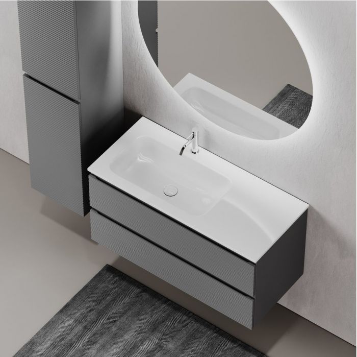 Тумба подвесная SANCOS под раковину левая Folk, Grey soft 995х445х500, FL100LGS