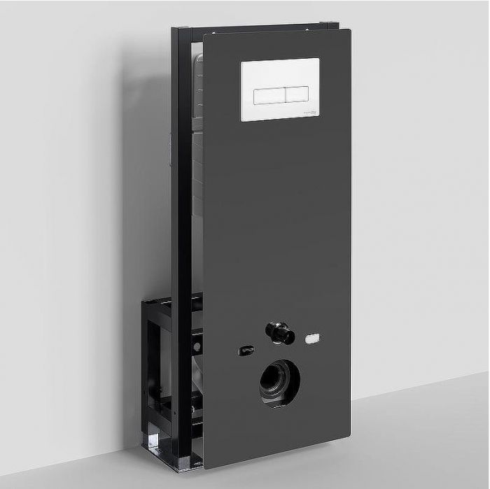 Инсталляция WasserKRAFT Glan 66TLT.010.ME.BL.WM03 для унитаза Черное стекло с Белой матовой клавишей смыва