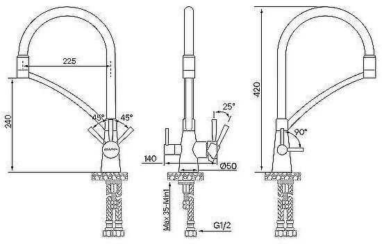 Смеситель для кухни Paulmark Siegen Si213111-G Золото