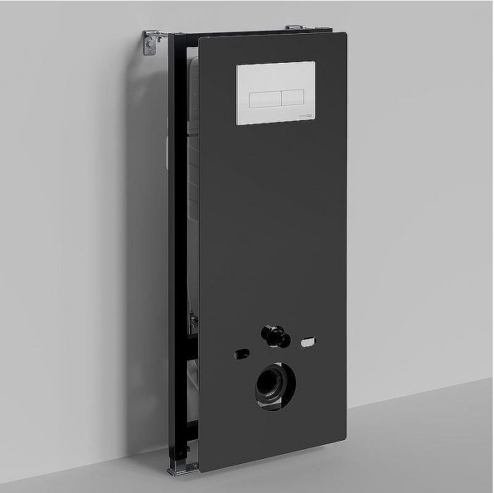Инсталляция WasserKRAFT Abens 20TLT.010.ME.BL.WM03 для унитаза Черное стекло с Белой матовой клавишей смыва