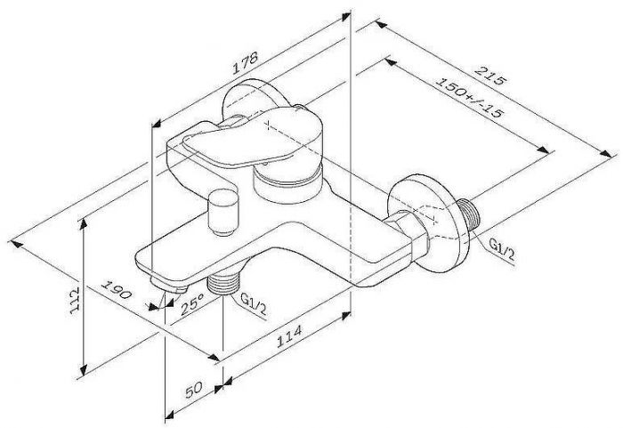 Смеситель для ванны AM.PM X-Joy F85A10000 Хром
