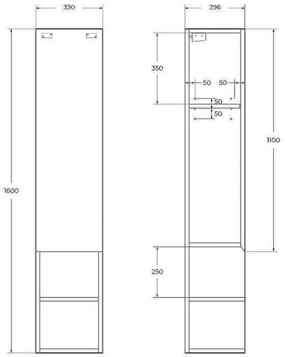 Шкаф пенал BelBagno Kraft 33 L KRAFT-1600-1A-SC-RT-L подвесной Rovere Tabacco
